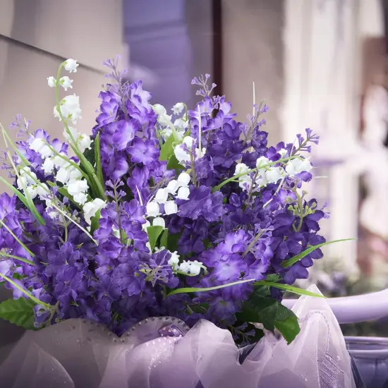 10Pcs Fake Lilac Flower Bouquet Purple Flowers Summer Bushes {4}