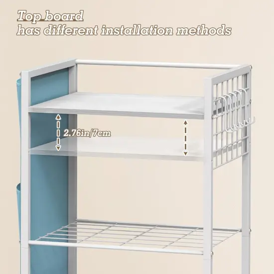 3-Tier Laundry Room Storage Rack with Hooks & Storage Bags - White Space-Saving Shelves for Detergent, Towels, Supplies - Multifunctional Organizer for Bathroom, Kitchen, Garage {3}