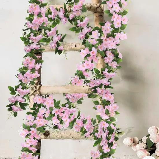 Artificial Cherry Blossom Flower Vine Hanging Pink Cherry Blossom Flower Silk Garland Hanging Vines Faux Flowers for Outdoors Spring Wedding Party Home Table Centerpiece Arrangement Decor {3}