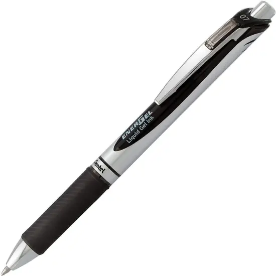 Gel Pen 0.7 mm RTX Retractable, Black Ink Pens Metal Tip, Medium Point Energel Liquid Gel Ink Pens 0.7 mm. Pack of 10 {2}