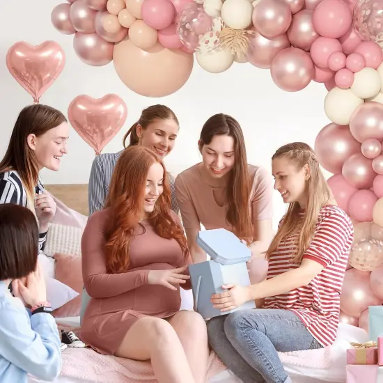 Life Dusty Pink Balloons Arch Kit, Different Sizes 18 12 10 5Inch Blush Pink Rose Gold Nude Ivory Confetti Latex Heart Foil Balloon for Girls Wedding Baby Shower Boho Birthday Party Decorations {4}
