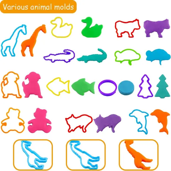 Plastic Dough Tools for Kids 61 Piece Set Cookie Cutters & Stamps {6}