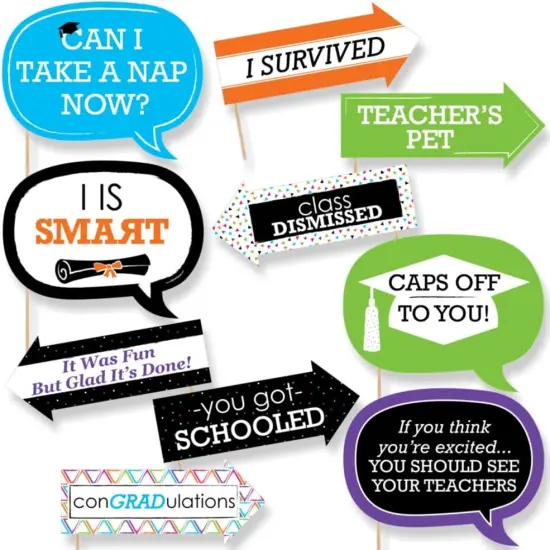 Funny Hats Off Grad - Graduation Party Photo Booth Props Kit - 10 Piece {1}