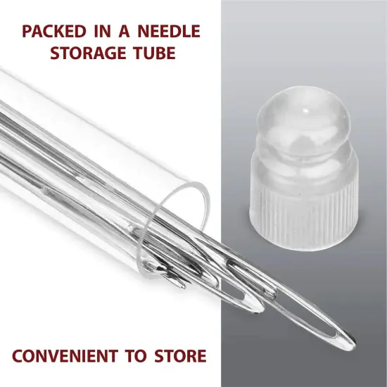 Big Eye Embroidery Needles for Hand Sewing - Four Sizes Set of 28 Large Eye Sewing Needles in Storage Tube {4}