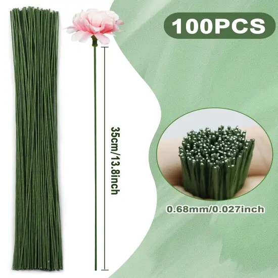 100 PCS 26 Gauge Green Floral Wire Stems for Artificial Flower Making,Florist Wire,Flower Wire for Crafts,Alambre para Flores for Wreaths, Flower Arrangements and DIY Projects {2}