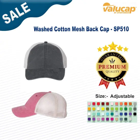 Valucap&reg; Washed Cotton Mesh Back Cap Navy/ Stone {3}