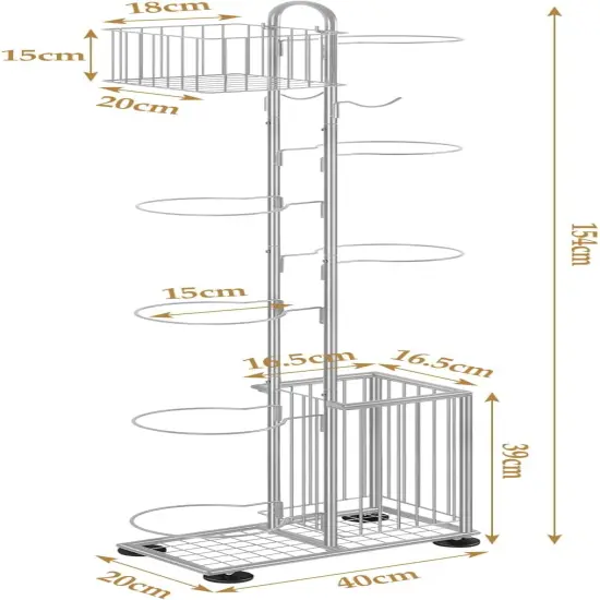 7-Tier Metal Ball Storage Rack with 2 Baskets & Hooks &ndash; Vertical Space-Saving Organizer for Basketball, Football, Volleyball, Gear | Indoor/Outdoor Garage, Gym, Kids&rsquo; Room {2}