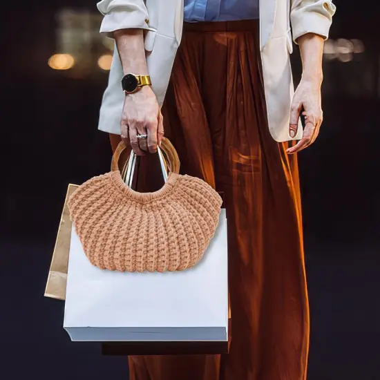 Crochet Bag Kit for Adults Khaki Handbag Crochet Kit for Beginners Tote Bag Starters Set DIY Craft Making Kit with Step-by-Step Instructions and Video Guidance {5}