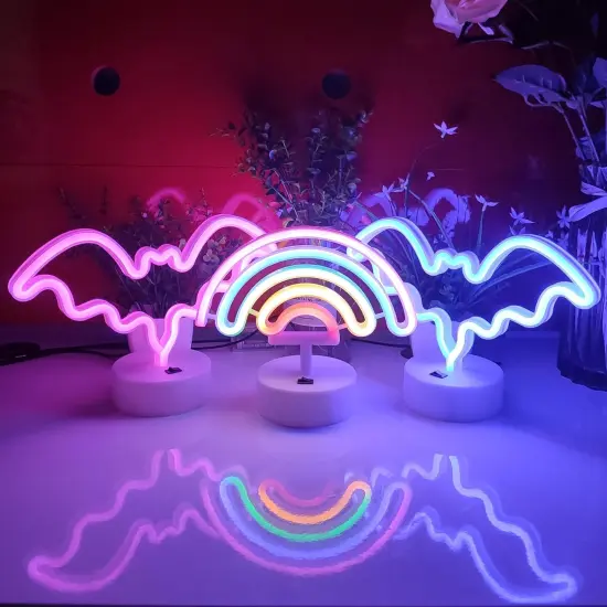 Neon Signs with Holder Base &ndash; USB or 3-AA Battery Powered LED Neon Light for Summer Vibes, Table or Wall Decor, Bedroom Accent Lighting {5}