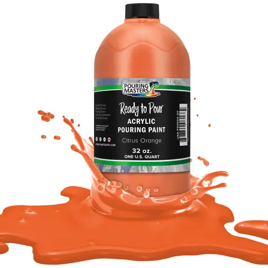 Pouring Masters Citrus Orange Ready to Pour Acrylic Pouring Paint - Premium 32-Ounce Pre-Mixed Fluid Acrylic Paint - Fluid Art Supplies for Canvas, Wood, Paper, Tile & Rocks {1}