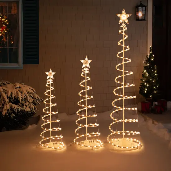 Northlight Set of 3 Clear Lighted Spiral Christmas Trees - 3', 4', and 6' White {4}