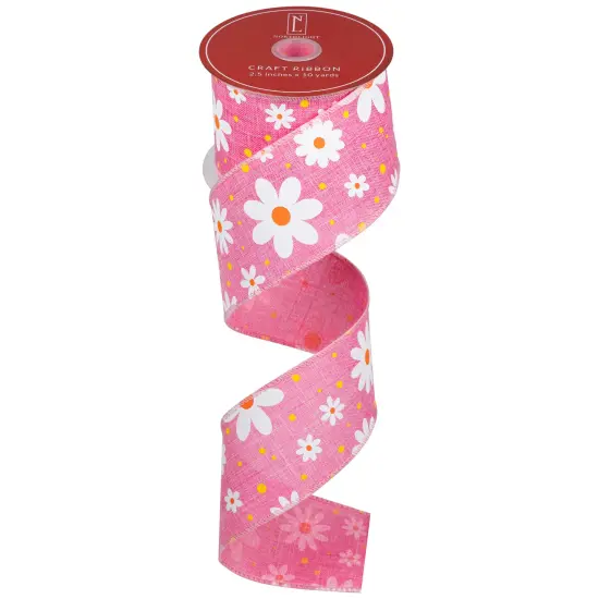 Northlight Pink and White Floral Spring Easter Wired Craft Ribbon 2.5" x 10 Yards {3}