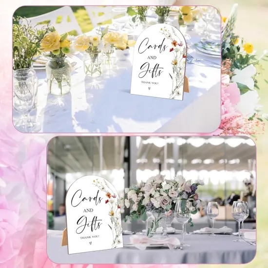 6 x 8 Inch Arch Wooden Tabletop Sign with Stand {4}