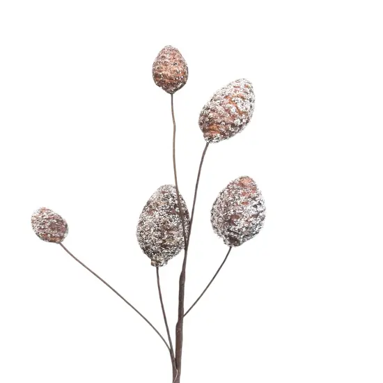32" Snowy Pinecone Spray &ndash; Glittered Artificial Winter Stem for Christmas Decor {5}