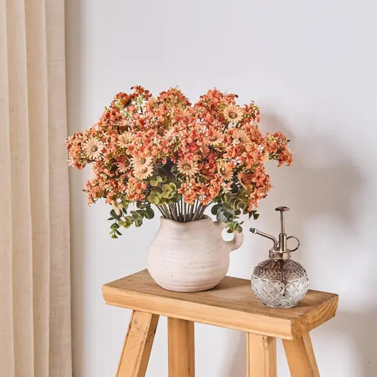 7pcs Artificial Fall Flowers - Orange {5}