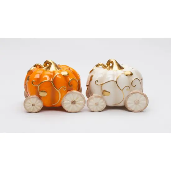 Ceramic Pumpkin Carriage Salt and Pepper Shakers, Fall Decor, Kitchen Decor, Gift for Her {3}