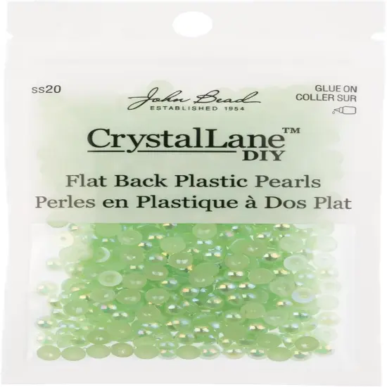 Crystal Lane DIY SS20(5mm) Plastic Pearl Flatback Rhinestones, 575pcs Light Green AB {3}