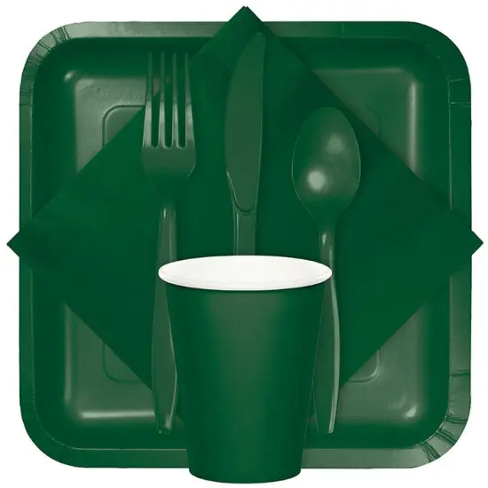 288 pc Bulk Hunter Green Assorted Plastic Cutlery {3}