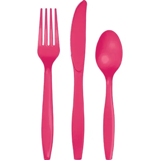 288 pc Bulk Hot Magenta Assorted Plastic Cutlery {1}