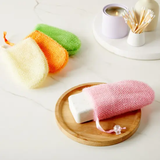 4 Pack Soap Savers for Bar Soap with Drawstring Closure, Mesh Pouch for Exfoliating (4 Colors, 3.5 x 6 In) Multicolor {2}