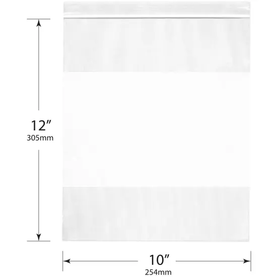 Plymor 10" x 12", 4 Mil with White-Block Heavy Duty Zipper Reclosable Plastic Bags {3}