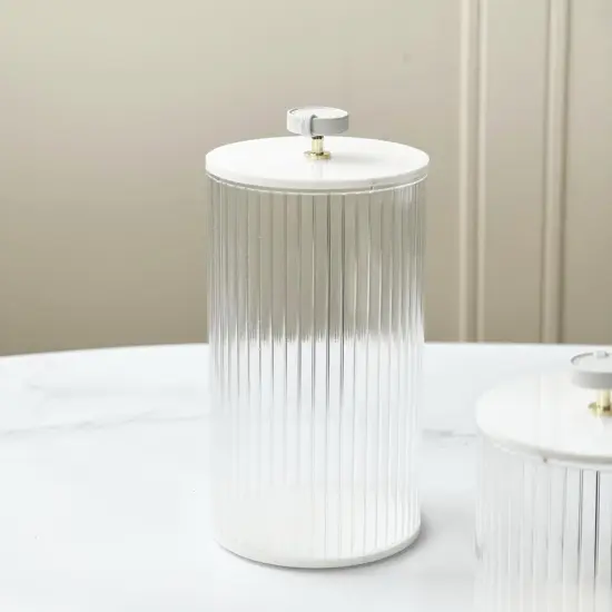 Corrugated Lucite Cookie Jar with Leatherette Handle {3}