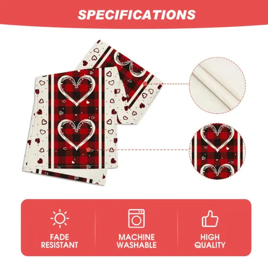 Artoid Mode Buffalo Plaid Love Hearts Valentine's Day Table Runner, Seasonal Kitchen Dining Table Decoration for Indoor Home Party 13x72 Inch {4}