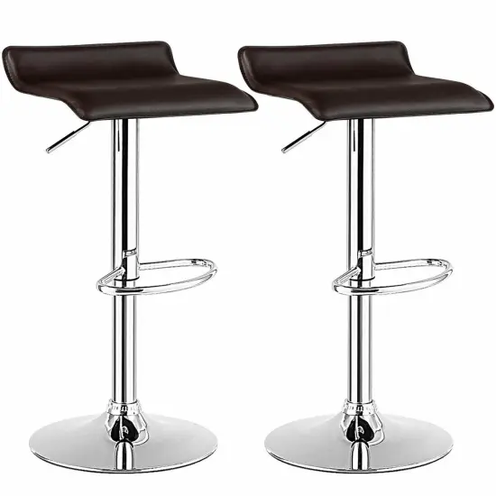 Set of 2 Modern Design Adjustable PU Leather Backless Bar Stools White {9}