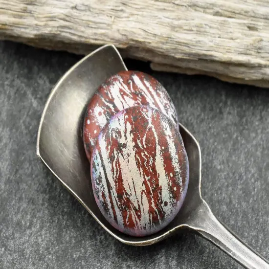 *4* 20mm Satin Matte Red AB Laser Tattoo Lentil Beads {6}