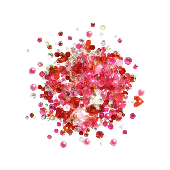 Buttons Glore Valentine&rsquo;s Day Embellishment Set &ndash; 50g of Flat Back Pearls, Heart Sequins, Sprinkles & Rhinestones for DIY Crafts, Scrapbooking & Shaker Projects {6}