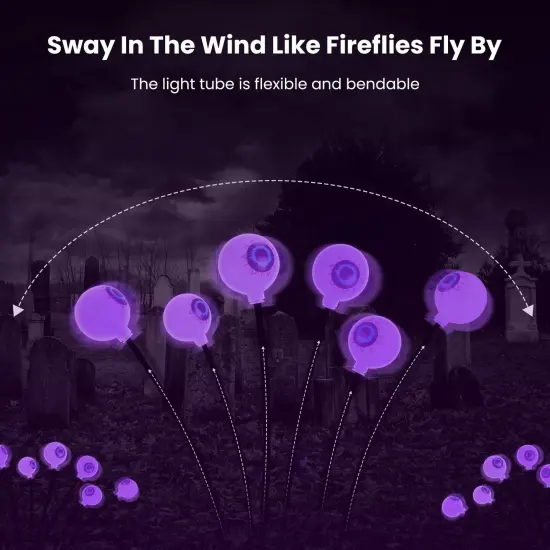 Solar Scary Eyeballs Lights Outdoor Halloween Decoration Swaying Light Halloween Path Lights Ornaments with Total 12LED IP65 Waterproof for Yard Garden Patio Party Decor {5}