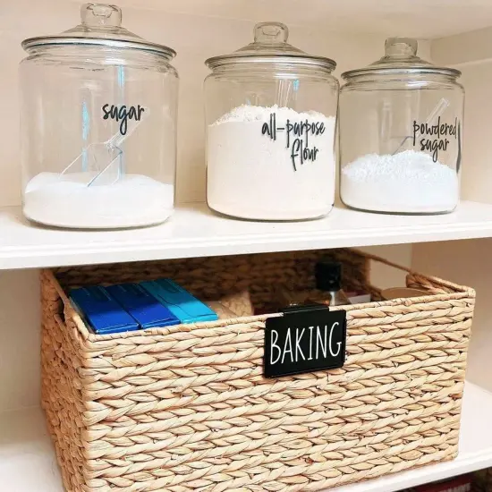 Talented Kitchen 18 Pack Black Label Holders - Removable Metal Bin Clips for Pantry Baskets and Storage Bins (3.5x2.5 In) {6}