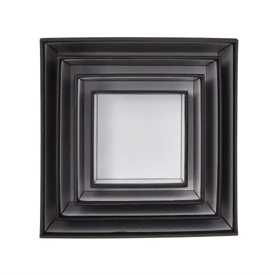 Stockroom Plus Set of 4 Sizes Square Nesting Gift Boxes with Lids for Presents, Decorative Goodie Box for Holidays, Wedding, Birthday, and Party Favors, Stackable (Black) {6}