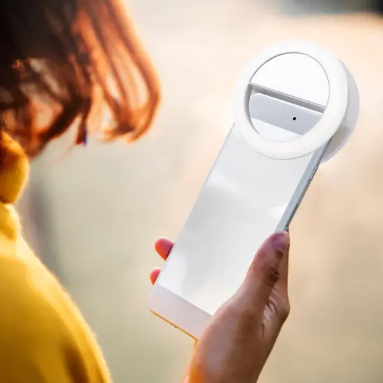 Insten 3" Mini LED Selfie Ring Light with Mirror and Clip for Video Photography, Laptop Tablet Cell Phone, Dimmable, 36 Beads, USB Powered White {7}