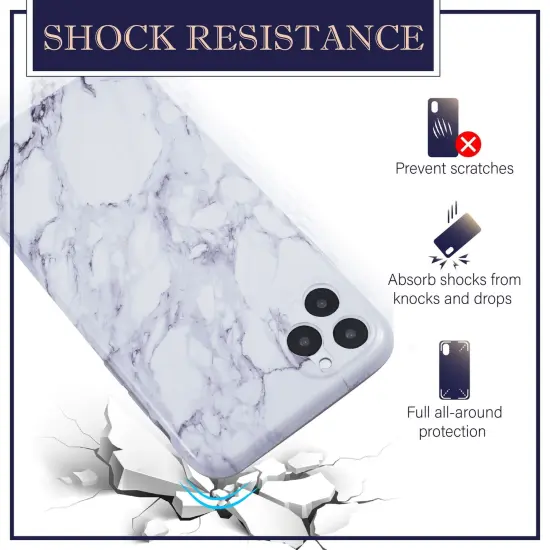 Glossy Marble Case For iPhone 11 Pro Max 6.5 inch (2019), Soft Flexible Slim TPU Rubber Smooth Cover Shockproof & Anti-Scratch, White Marble by Insten {5}