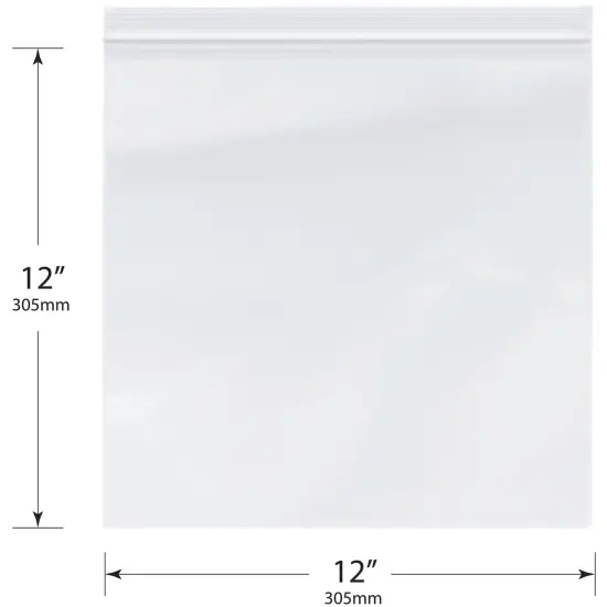 Plymor 12" x 12", 4 Mil Heavy Duty Zipper Reclosable Plastic Bags {2}