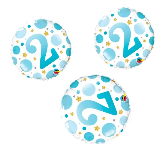 Age 2 Blue Dots 18 Inch Foil Mylar Balloon {4}