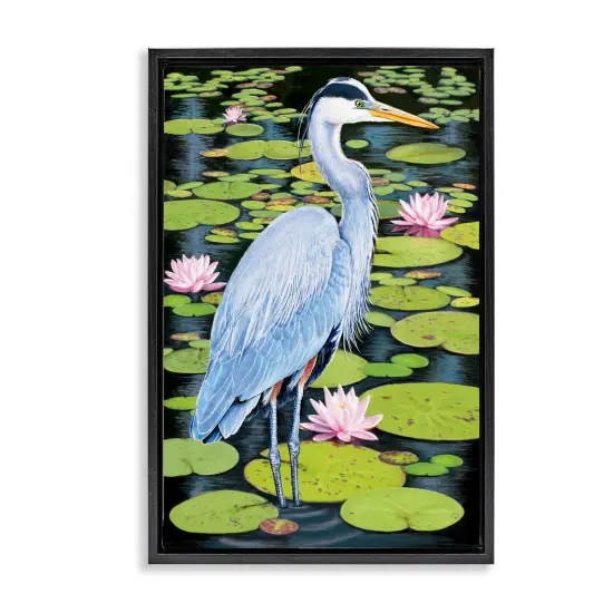 Stupell Industries Heron Among Pond Lilies Floating Frame Design by Rosiland Solomon {1}