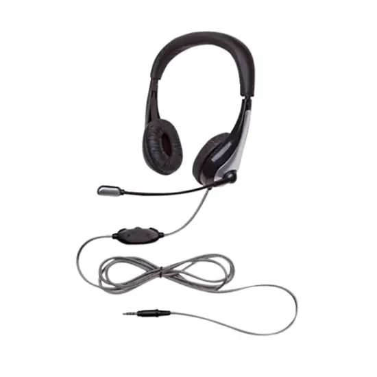 Califone NeoTech 1025MT On-Ear Stereo Headset with Gooseneck Microphone, 3.5mm Plug, Black/Silver {3}