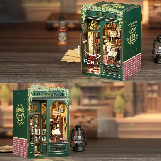 Miniature Wizardi Roombox Kit - Owl Bookstore Dollhouse Kit {4}