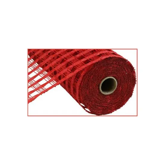 10" Poly Burlap Check Mesh Ribbon: Red {4}