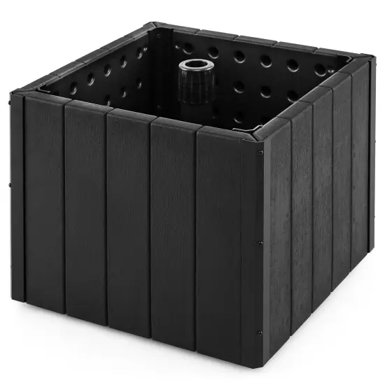Black Umbrella Base with Planter Box, Metal Pole, Rolling Wheels and Adjustable Fit {1}