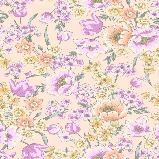 Cey Floral Woven Fabric 100% Polyester, 58/59" Wide for Home Decor & Apparel BLUSH {1}