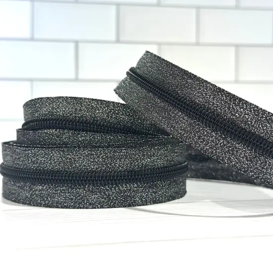 Metallic Black with Black teeth zipper tape {1}