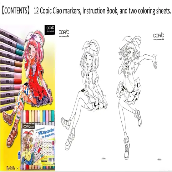 Illustration Book Bundle Set, Alcohol-Based Markers (12 pcs) {2}