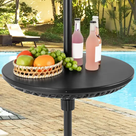Black Umbrella Table Tray with 3 Adapters Fits Multiple Pole Sizes Portable {2}