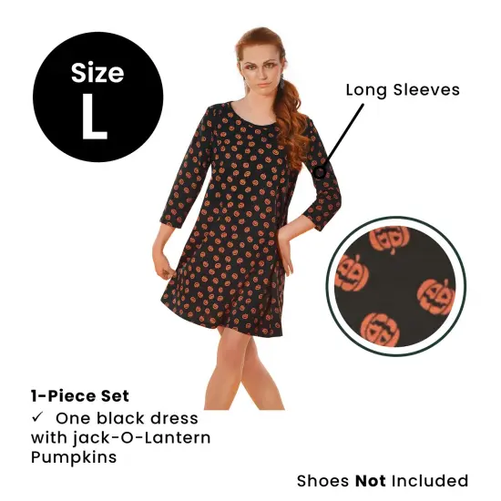Northlight Women's Jack-O-Lantern Pumpkin Halloween Dress - Large Black {5}