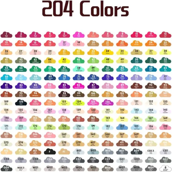 204 Colored Alcohol Art Markers {5}