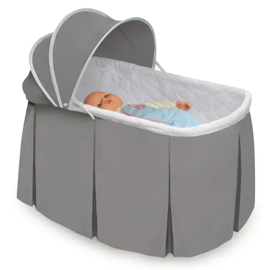 Badger Basket Cuddles Oval Rocking Doll Bassinet - Gray/White {4}
