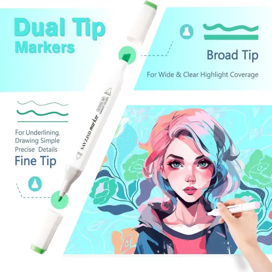 168 Colors Alcohol Markers - (Fine & Broad) {2}